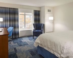 King bed with natural light at Hampton Inn & Suites Rosemont Chicago O'Hare.