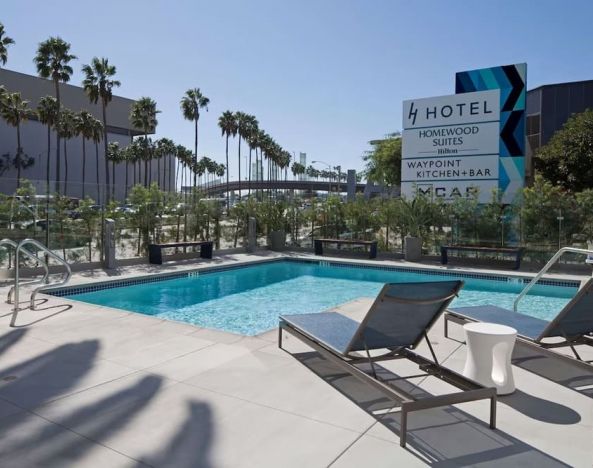 Stunning outdoor pool at H Hotel Los Angeles, Curio Collection By Hilton.