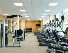 Fitness center at Homewood Suites By Hilton Calgary Downtown.