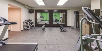 Fitness center at La Quinta Inn & Suites By Wyndham Philadelphia Airport.