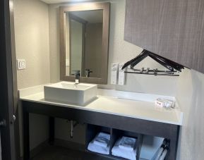 Private guest bathroom at Red Roof Plus Bourbonnais.