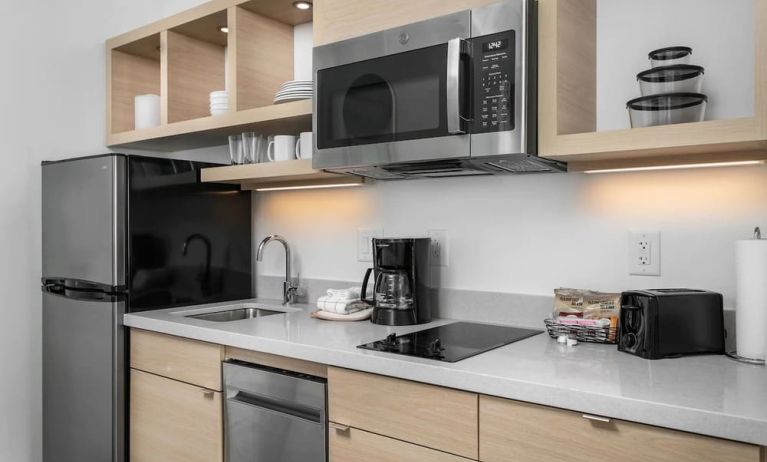 In-room kitchen at TownePlace Suites Nashville Midtown.