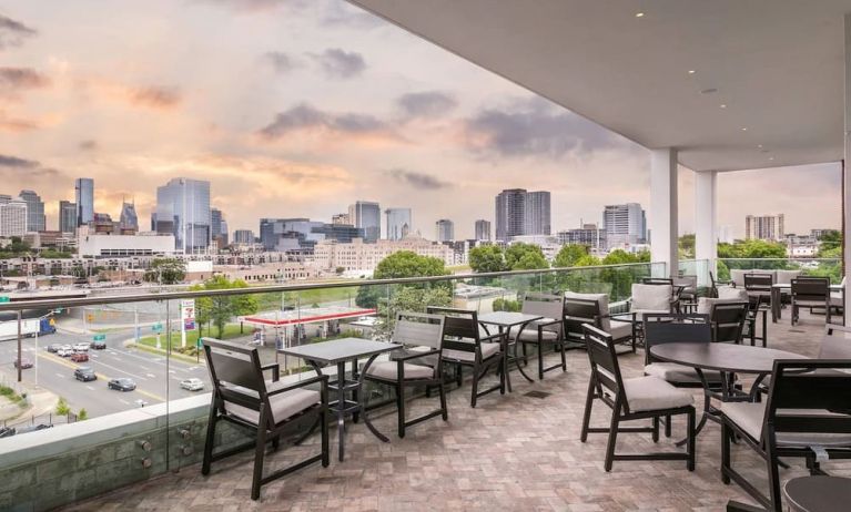 Seats in rooftop perfect for coworking at TownePlace Suites Nashville Midtown.