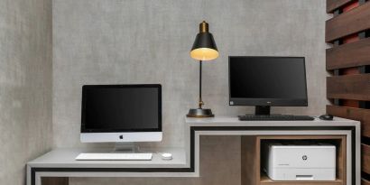 Business center at TownePlace Suites Nashville Midtown.
