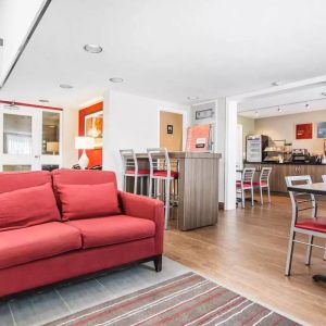 Lobby lounge with comfortable seating at Comfort Inn Truro.
