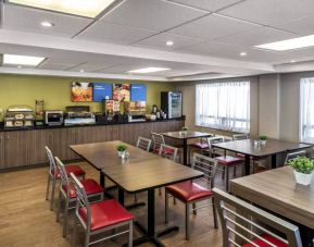 Comfort Inn Truro’s breakfast area has both standard and tall chairs, and a range of culinary options.