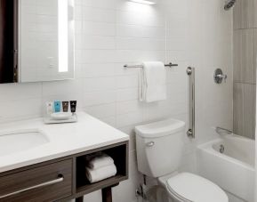 Guest bathroom with shower and bath combo at Crowne Plaza Atlanta-Midtown.