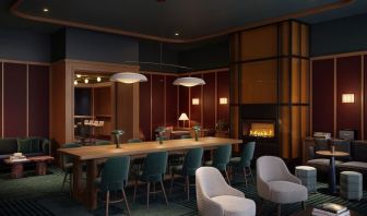 Lobby lounge area and workspace at Romer Hell's Kitchen.
