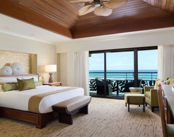 Delux king room with sea view at Ko'a Kea Resort On Po`ipu Beach.