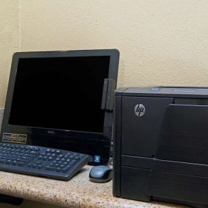 Business center with computer and printer at Travelodge LAX By Wyndham.