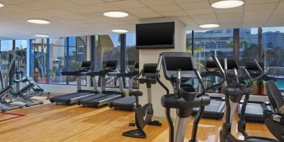 Fully equipped fitness center at Hotel Tampa Riverwalk.