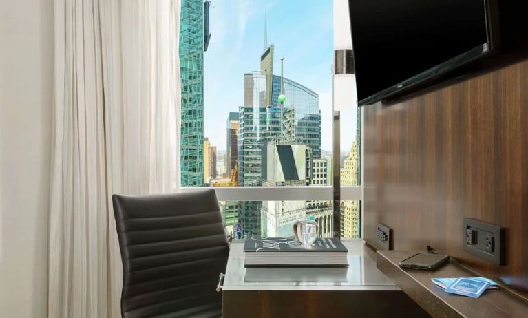 Day use room's workspace at Hilton Garden Inn New York/Times Square Central.