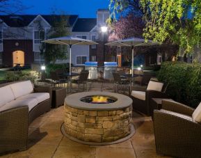The hotel’s fire pit is has sofa and armchair seating around it, making it ideal for socializing or co-working.