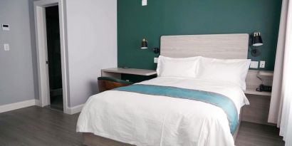 King bed with natural light. 