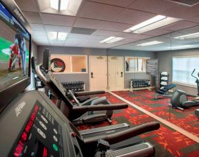 Sonesta ES Suites Allentown Bethlehem Airport’s fitness center has a variety of exercise machines in addition to rows of free weights.
