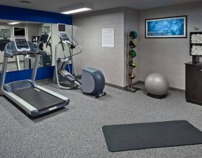 The hotel’s fitness center has gym balls and exercise machines including an elliptical and treadmill.
