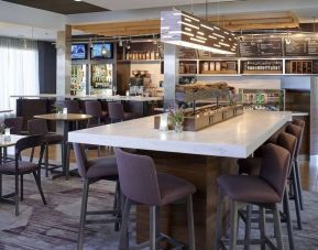 Bar and coworking space at Sonesta Select Milwaukee Brookfield.