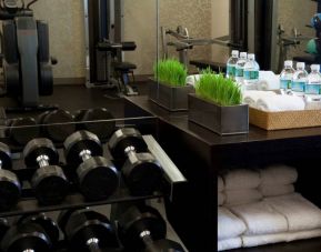 The Shelburne Sonesta New York’s fitness center has free weights and exercise machines for guests to use, and plenty of towels and bottled water.