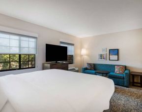 Sonesta ES Suites Denver South - Park Meadows double bed guest room, featuring sofa, widescreen TV, and two windows.