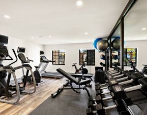 Sonesta ES Suites Denver South - Park Meadows’ fitness center is equipped with gym balls, free weights, and various exercise machines for guests to use.