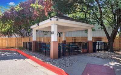 Sonesta Simply Suites Austin South’s gazebo provides benches and tables with barbecue facilities where guests can dine and relax.