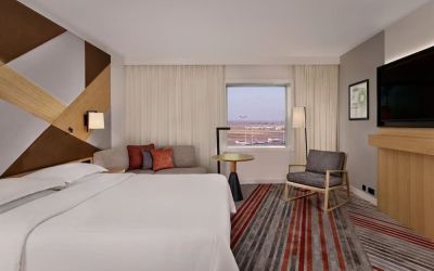 King room with TV at Sheraton Amsterdam Airport Hotel And Conference Center.