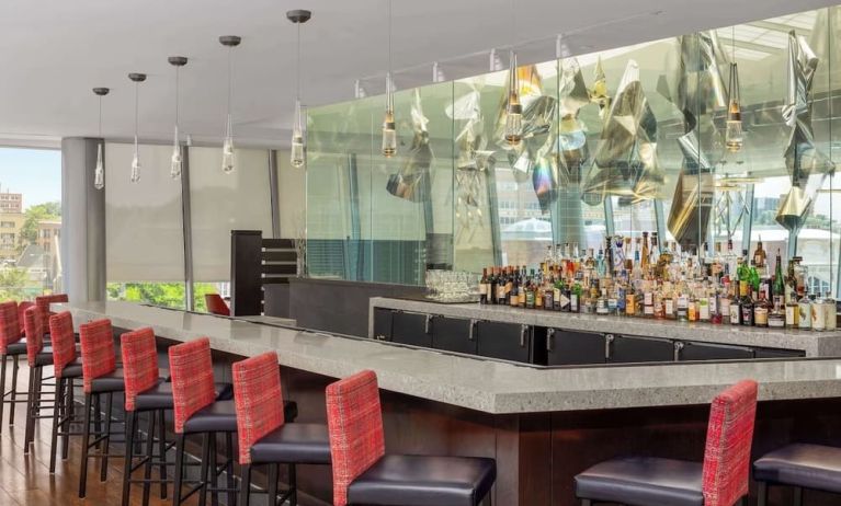 Bar and coworking space at Sheraton Amsterdam Airport Hotel And Conference Center.