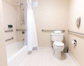 Sonesta ES Suites San Antonio Downtown Alamo Plaza guest bathroom, with shower-equipped bath, and a lavatory.