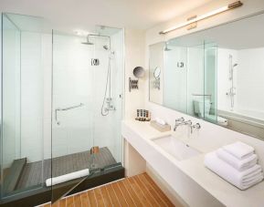 Guest bathroom with showerr at Novotel Toronto Vaughan Centre.