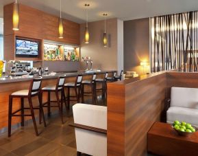 Bar and coworking space at Novotel Toronto Vaughan Centre.