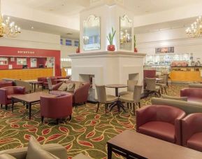 Lounge and coworking space at Hilton Leicester.
