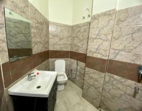 Guest bathroom with shower at Pradhan Stay Sohna Near Bus Stand.