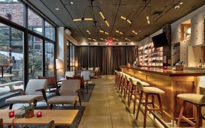 Bar and coworking space at Arlo SoHo.