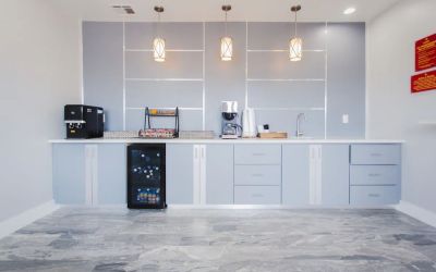 Kitchen and breakfast area at Palace Inn I-10 West & Beltway 8.