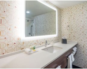Guest bathroom with shower at Holiday Inn Roanoke Airport-Conference Center.