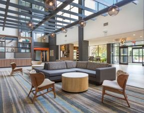Coworking space and lobby lounge at Holiday Inn Roanoke Airport-Conference Center.