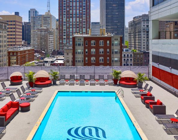 Stunning outdoor pool at Sonesta Philadelphia Rittenhouse Square.