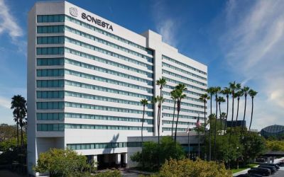 Hotel exterior at Sonesta Irvine.