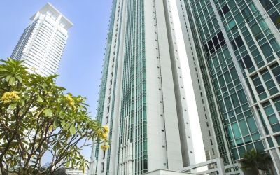 Hotel exterior at Fraser Residence Sudirman Jakarta.