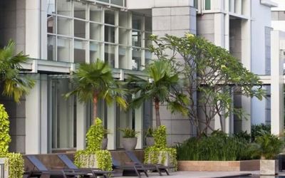 Luxurious outdoor pool at Fraser Residence Sudirman Jakarta.