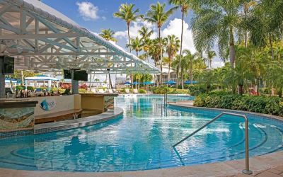Outdoor pool bar at Royal Sonesta San Juan.