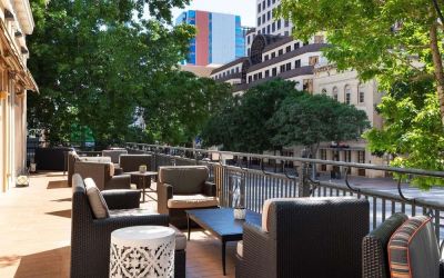 Outdoor terrace at The Stephen F Austin Royal Sonesta Hotel.