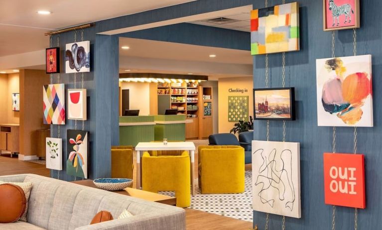 Coworking and lounge area at Sonesta Select Boston Foxborough Mansfield.