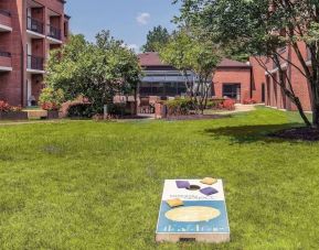 Outdoor garden and yoga space at Sonesta Select Boston Foxborough Mansfield.