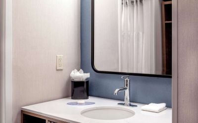 Guest bathroom at Sonesta Select Boston Foxborough Mansfield.
