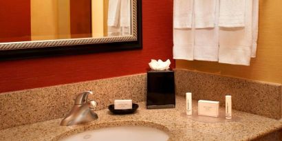 Guest bathroom at Sonesta Select Detroit Auburn Hills.