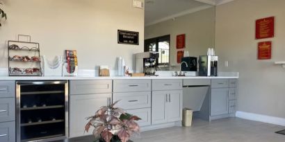 Kitchen area at Palace Inn Westheimer.
