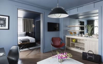 Spacious king suite at The Tillary Hotel.