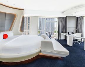 Day room with round bed at V Hotel Dubai.