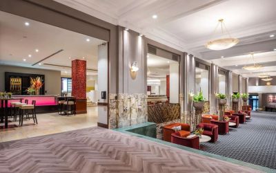 Lobby and coworking space at DoubleTree By Hilton Brussels City.